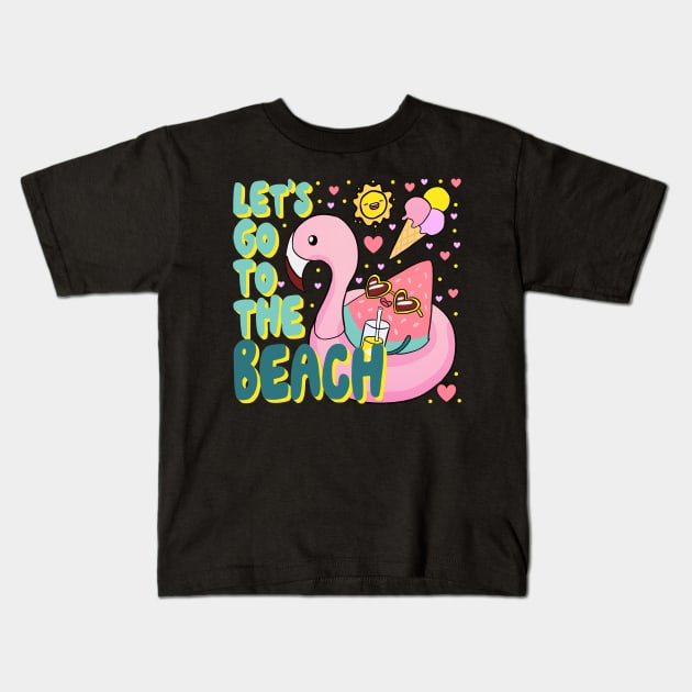 Let's go to the beach a fun summer time design Kids T-Shirt by Yarafantasyart